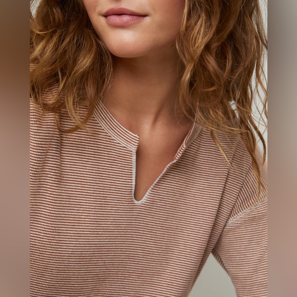 UpWest Cozy Rib Tee in Fall Stripe N222 - Picture 5 of 10